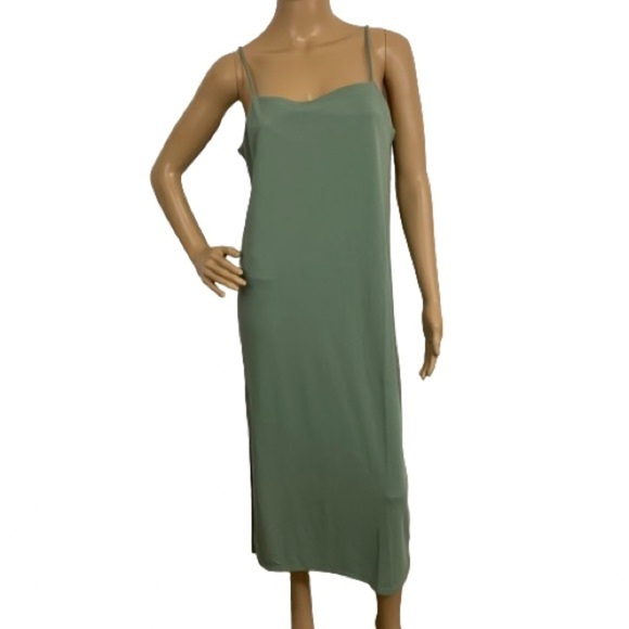 H&M Light Olive Green 90s Style Slip Dress Size S - Picture 2 of 9